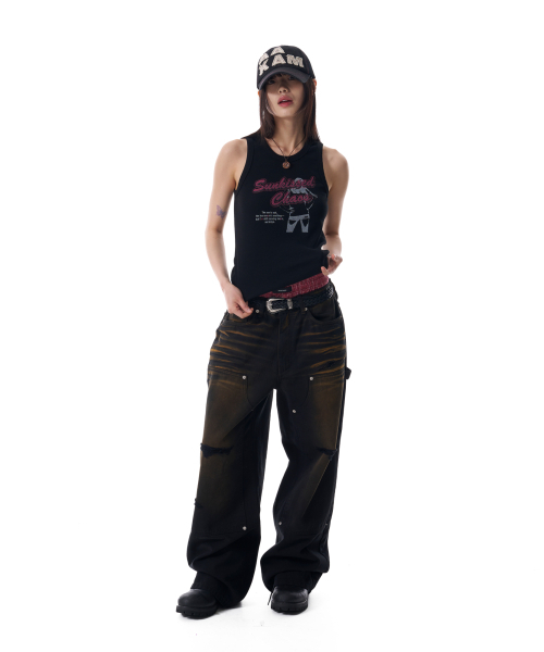 AAKAM(アーカム)の「Dirty Washed Double Knee Cotton Pants (Black)(その他パンツ・レディース・その他・1/2)」の10枚目の写真
