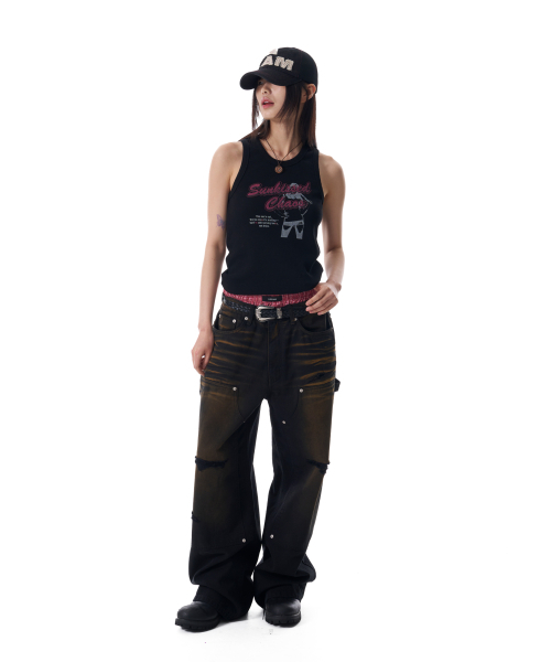 AAKAM(アーカム)の「Dirty Washed Double Knee Cotton Pants (Black)(その他パンツ・レディース・その他・1/2)」の11枚目の写真