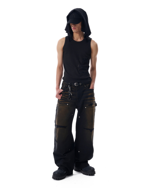 AAKAM(アーカム)の「Dirty Washed Double Knee Cotton Pants (Black)(その他パンツ・レディース・その他・1/2)」の12枚目の写真