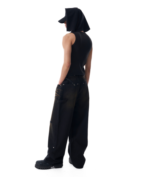 AAKAM(アーカム)の「Dirty Washed Double Knee Cotton Pants (Black)(その他パンツ・レディース・その他・1/2)」の13枚目の写真