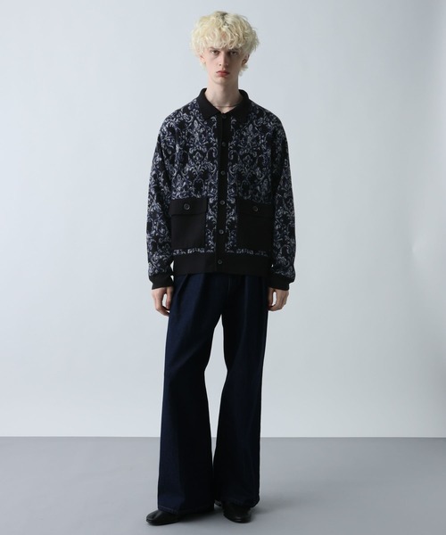 HARE（ハレ）の「ダマスクガラニットシャツ(HARE)（ニット/セーター・メンズ・グレー/ブラック/グリーン・FREE）」の5枚目の写真