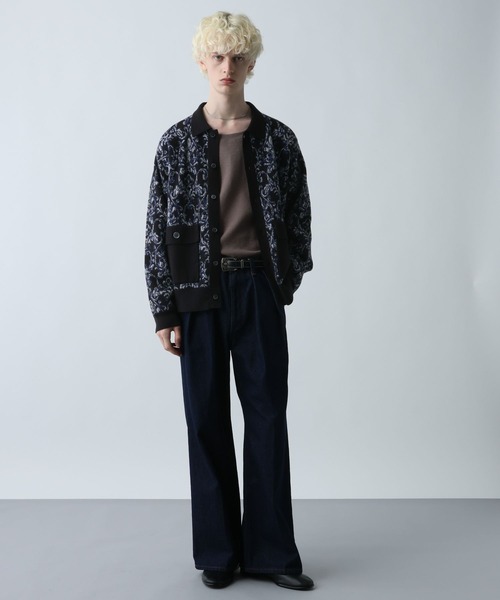 HARE（ハレ）の「ダマスクガラニットシャツ(HARE)（ニット/セーター・メンズ・グレー/ブラック/グリーン・FREE）」の6枚目の写真