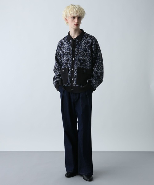 HARE（ハレ）の「ダマスクガラニットシャツ(HARE)（ニット/セーター・メンズ・グレー/ブラック/グリーン・FREE）」の4枚目の写真