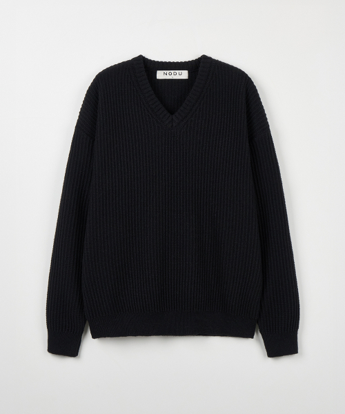 NODU（ノードユー）の「Vネックワッフルエッセンシャルニット[ブラック]（ニット/セーター・メンズ・ブラック・MEDIUM/LARGE）」の6枚目の写真