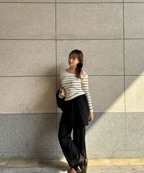 THE GREEN LAB（ザグリーンラボ）の「ストライプ肩ひも装飾ニット[ピンク]（ニット/セーター・レディース・その他・FREE）」の21枚目の写真