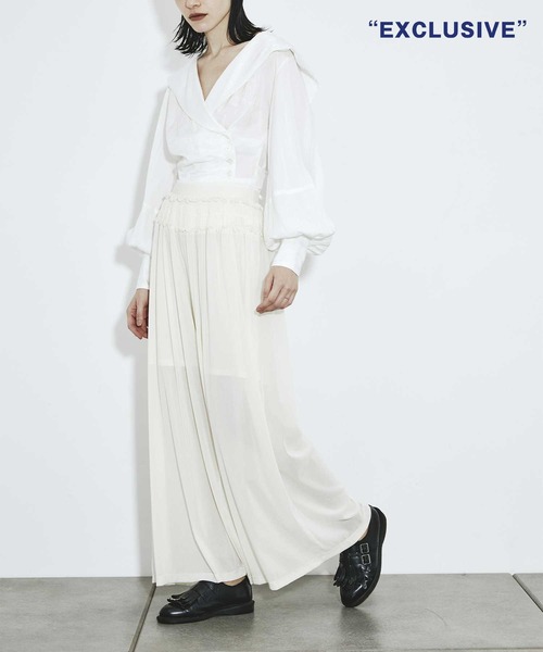 FETICO/フェティコ】別注 Velvet tulle shirring wide pants