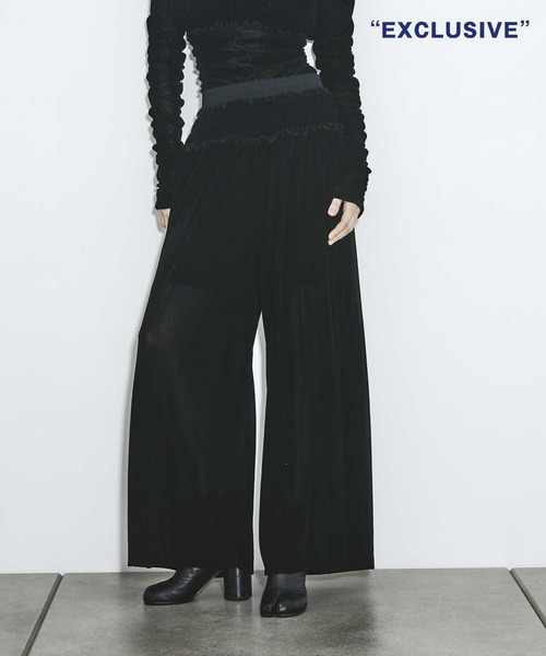 FETICO/フェティコ】別注 Velvet tulle shirring wide pants