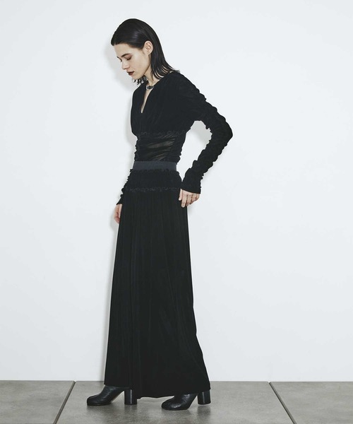 FETICO/フェティコ】別注 Velvet tulle shirring wide pants