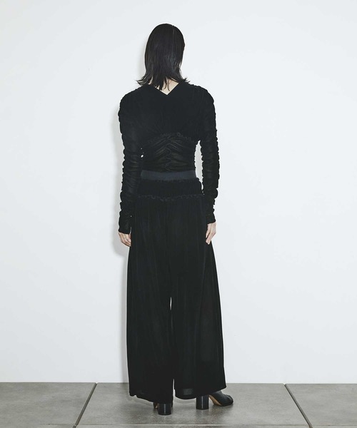 トップス FETICO ROSE VELVET TULLE SHIRRING TOP FETICO/フェティコ】別注 Velvet tulle shirring wide pants