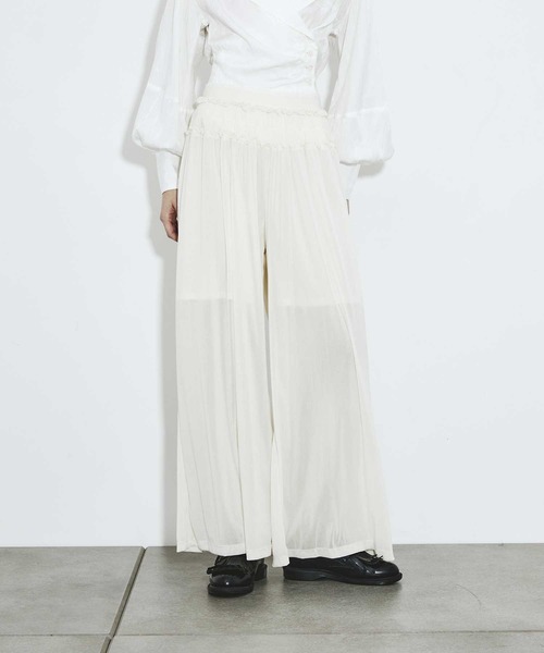 FETICO/フェティコ】別注 Velvet tulle shirring wide pants