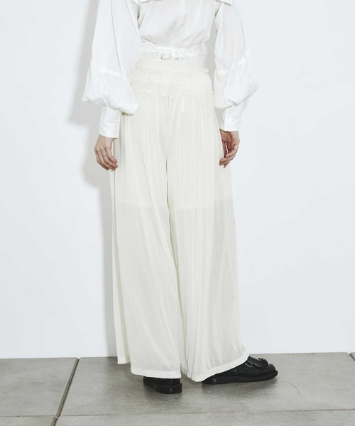 FETICO/フェティコ】別注 Velvet tulle shirring wide pants