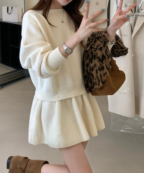 Rene ルネ　ペプラムニット セール】2wayボートネックニット/ペプラムニット（ニット/セーター