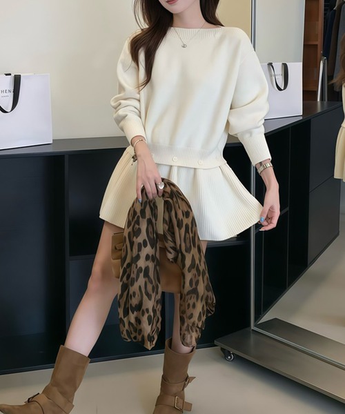 Rene ルネ　ペプラムニット セール】2wayボートネックニット/ペプラムニット（ニット/セーター