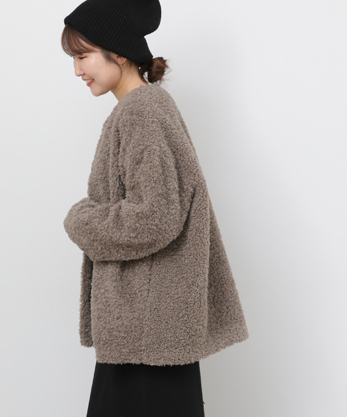 JOURNAL STANDARD relume（ジャーナルスタンダード　レリューム）の「《追加》ボアカラーレスジャケット（ブルゾン・レディース・ブラウン/チャコールグレー・FREE）」の10枚目の写真