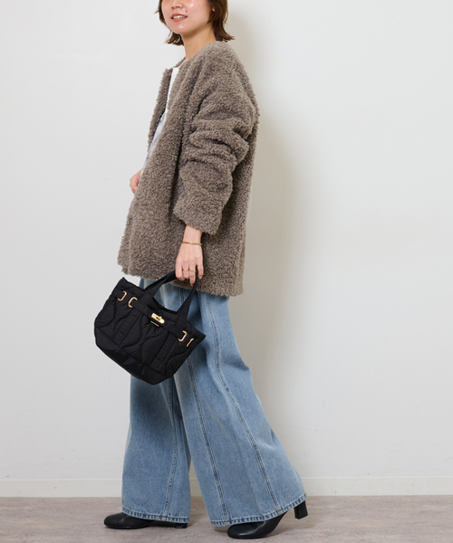 JOURNAL STANDARD relume（ジャーナルスタンダード　レリューム）の「《追加》ボアカラーレスジャケット（ブルゾン・レディース・ブラウン/チャコールグレー・FREE）」の15枚目の写真