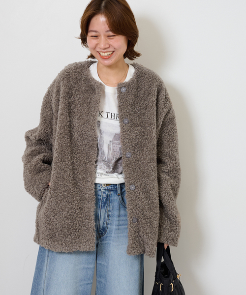 JOURNAL STANDARD relume（ジャーナルスタンダード　レリューム）の「《追加》ボアカラーレスジャケット（ブルゾン・レディース・ブラウン/チャコールグレー・FREE）」の17枚目の写真