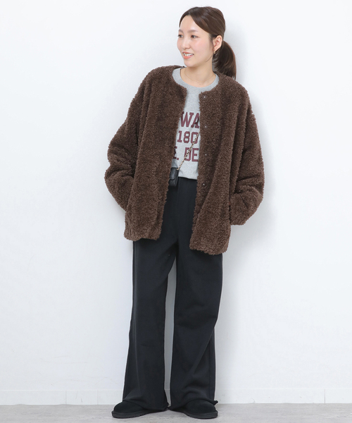 JOURNAL STANDARD relume（ジャーナルスタンダード　レリューム）の「《追加》ボアカラーレスジャケット（ブルゾン・レディース・ブラウン/チャコールグレー・FREE）」の22枚目の写真