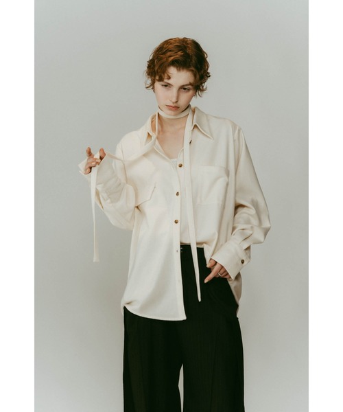 Knuth Marf（クヌースマーフ）の「warm string shirt（シャツ/ブラウス・レディース・アイボリー/グレー・FREE）」の9枚目の写真