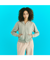 Vintage Label Zip-up Hoodie Melange Gray