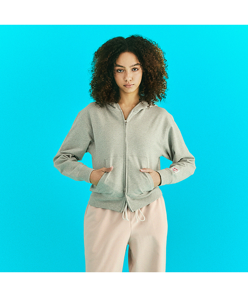 ERER(エルエル)の「Vintage Label Zip-up Hoodie Melange Gray(パーカー・レディース・アッシュグレー・1/2)」の1枚目の写真