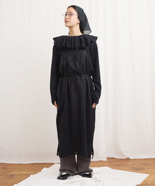 fig Ｌondon（フィグロンドン）の「Oolong apron dress（ワンピース・レディース・ブラック/チェック/ホワイト・FREE）」の16枚目の写真