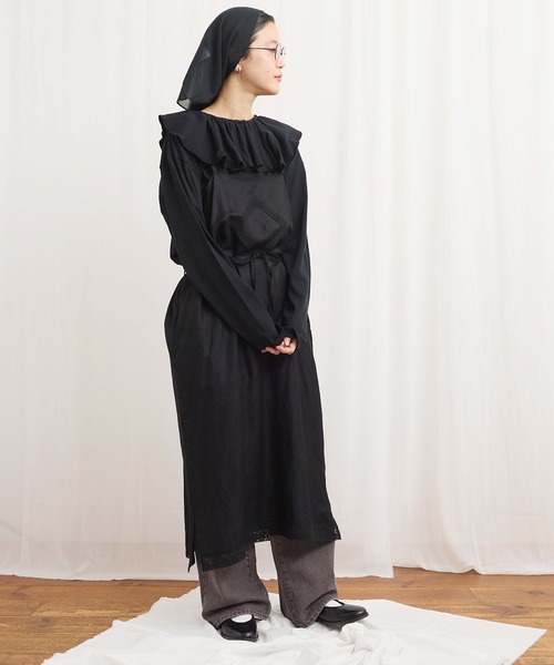fig Ｌondon（フィグロンドン）の「Oolong apron dress（ワンピース・レディース・ブラック/チェック/ホワイト・FREE）」の17枚目の写真