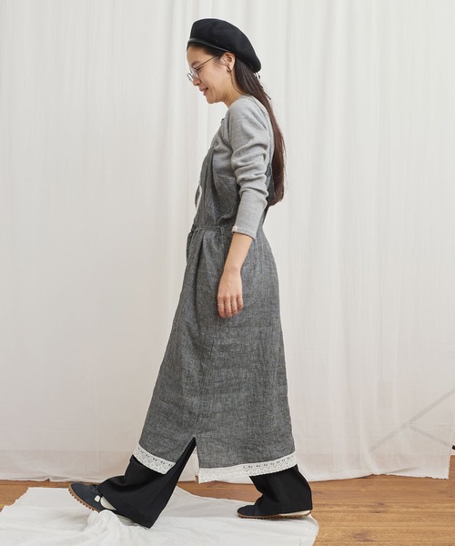 fig Ｌondon（フィグロンドン）の「Oolong apron dress（ワンピース・レディース・ブラック/チェック/ホワイト・FREE）」の20枚目の写真