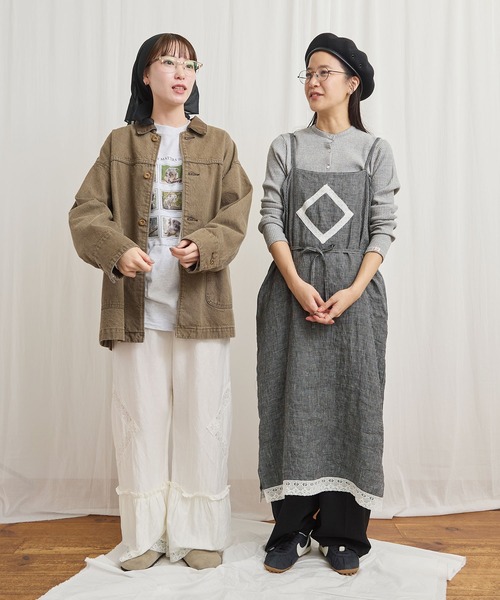 fig Ｌondon（フィグロンドン）の「Oolong apron dress（ワンピース・レディース・ブラック/チェック/ホワイト・FREE）」の6枚目の写真