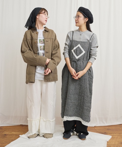 fig Ｌondon（フィグロンドン）の「Oolong apron dress（ワンピース・レディース・ブラック/チェック/ホワイト・FREE）」の5枚目の写真