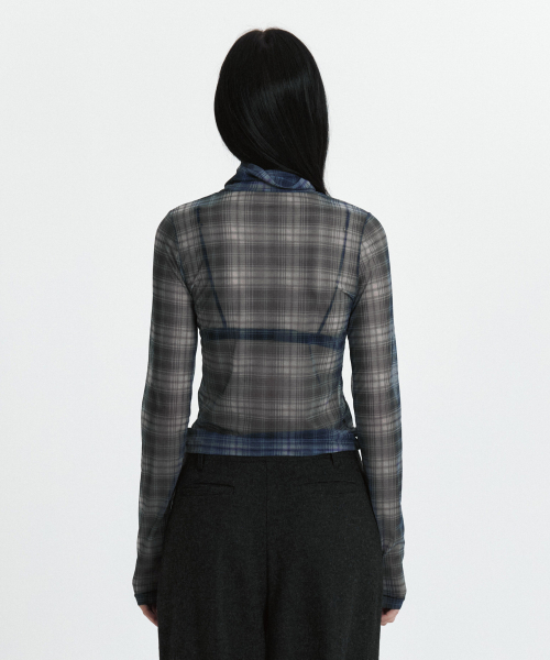 CURETTY（キュリティ）の「C SEE-THROUGH CHECK T-SHIRT_BLACK（Tシャツ/カットソー・レディース・ブラック・SMALL）」の4枚目の写真
