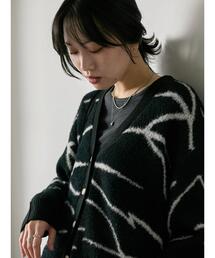 Samansa Mos2 blue | ◎ニュアンス柄ニットCD(カーディガン/ボレロ)