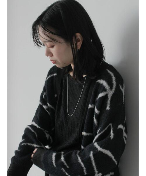 Samansa Mos2 blue（サマンサモスモスブルー）の「◎ニュアンス柄ニットCD（カーディガン/ボレロ・レディース・グレー/ブラック/キナリ・F）」の9枚目の写真