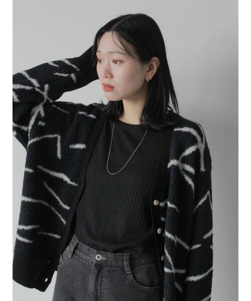 Samansa Mos2 blue（サマンサモスモスブルー）の「◎ニュアンス柄ニットCD（カーディガン/ボレロ・レディース・グレー/ブラック/キナリ・F）」の8枚目の写真