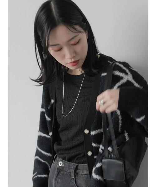 Samansa Mos2 blue（サマンサモスモスブルー）の「◎ニュアンス柄ニットCD（カーディガン/ボレロ・レディース・グレー/ブラック/キナリ・F）」の7枚目の写真