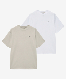 [2PACK]レギュラーフィットスネルロゴ半袖Tシャツ_ホワイト/ワームグレー
