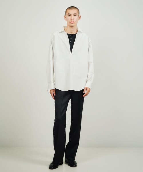 QUATTROCCHI（クアトロッキ）の「QUATTROCCHI / ディープ Vネック カプリシャツ（シャツ/ブラウス・メンズ・ブルー/ホワイト/ベージュ・MEDIUM/LARGE）」の15枚目の写真