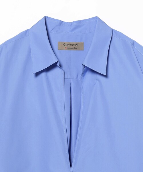 QUATTROCCHI（クアトロッキ）の「QUATTROCCHI / ディープ Vネック カプリシャツ（シャツ/ブラウス・メンズ・ブルー/ホワイト/ベージュ・MEDIUM/LARGE）」の9枚目の写真