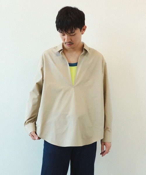 QUATTROCCHI(クアトロッキ)の「QUATTROCCHI / ディープ Vネック カプリシャツ(シャツ/ブラウス・メンズ・ブルー/ホワイト/ベージュ・MEDIUM/LARGE)」の8枚目の写真