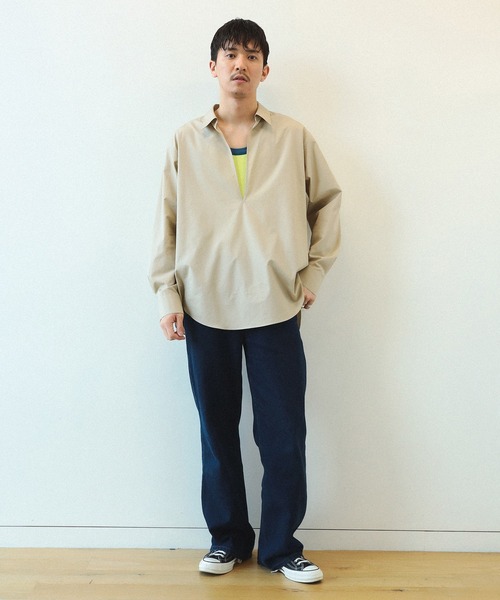 QUATTROCCHI(クアトロッキ)の「QUATTROCCHI / ディープ Vネック カプリシャツ(シャツ/ブラウス・メンズ・ブルー/ホワイト/ベージュ・MEDIUM/LARGE)」の11枚目の写真