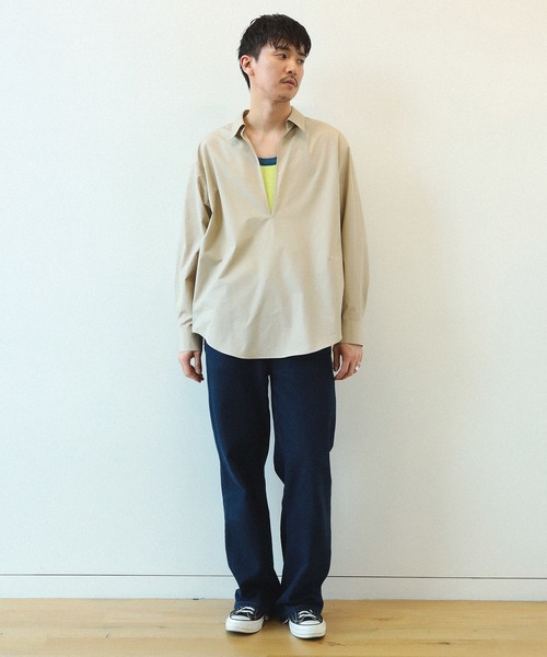 QUATTROCCHI(クアトロッキ)の「QUATTROCCHI / ディープ Vネック カプリシャツ(シャツ/ブラウス・メンズ・ブルー/ホワイト/ベージュ・MEDIUM/LARGE)」の9枚目の写真