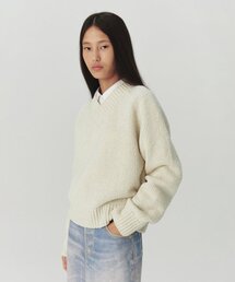 Multi-Boucle V-Neck Knit - Off White
