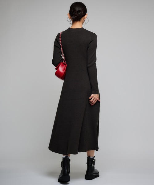 Narcissus（ナルシス）の「リブハイネックワンピース/シンプルニット/フレアワンピース（ワンピース・レディース・ブラック/グレー・FREE）」の3枚目の写真