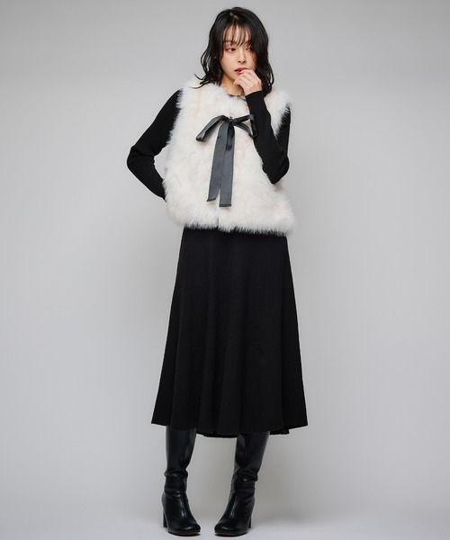 Narcissus（ナルシス）の「リブハイネックワンピース/シンプルニット/フレアワンピース（ワンピース・レディース・ブラック/グレー・FREE）」の7枚目の写真