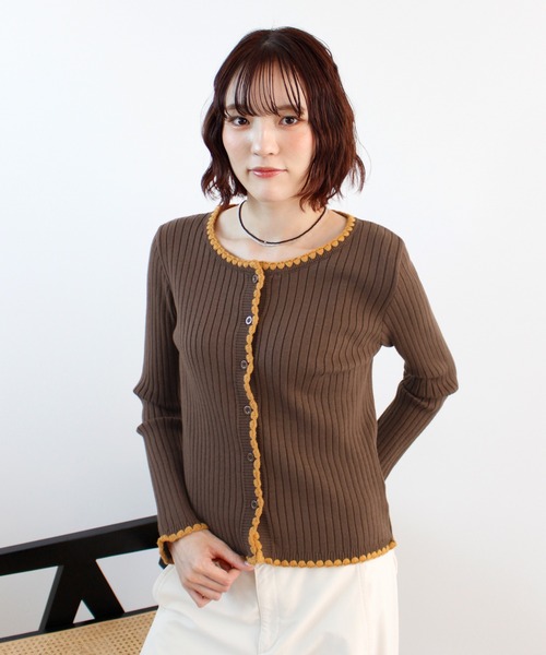 ABYS（アビス）の「《26SS 新作》配色ステッチニットカーディガン（カーディガン/ボレロ・レディース・ブルー/グレー/ブラウン/ライトグレー/ピンク・FREE）」の20枚目の写真