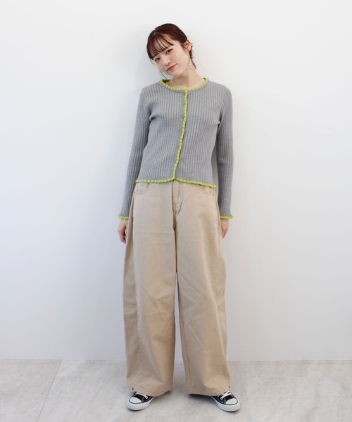 ABYS（アビス）の「《26SS 新作》配色ステッチニットカーディガン（カーディガン/ボレロ・レディース・ブルー/グレー/ブラウン/ライトグレー/ピンク・FREE）」の8枚目の写真
