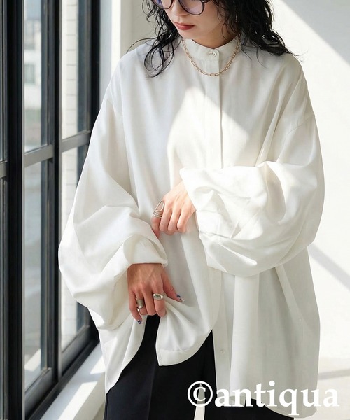 antiqua(アンティカ)の「バルーンスリーブ シャツ(シャツ/ブラウス・レディース・ブラック/ホワイト・ONESIZE)」の2枚目の写真
