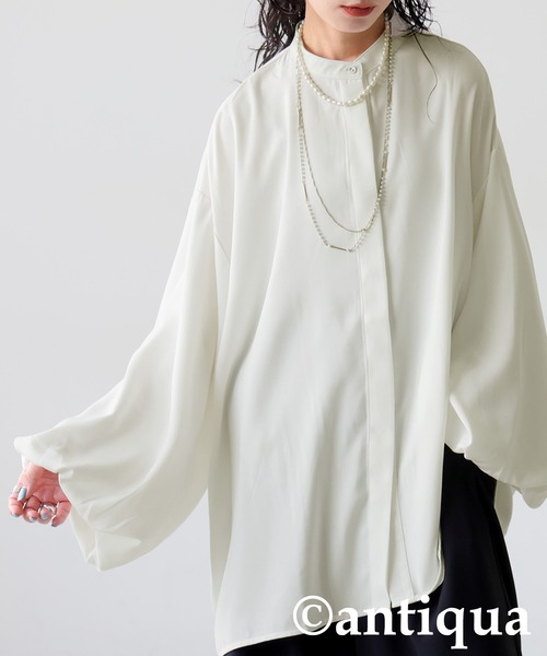 antiqua(アンティカ)の「バルーンスリーブ シャツ(シャツ/ブラウス・レディース・ブラック/ホワイト・ONESIZE)」の9枚目の写真