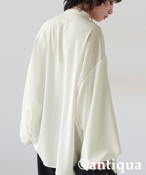 antiqua(アンティカ)の「バルーンスリーブ シャツ(シャツ/ブラウス・レディース・ブラック/ホワイト・ONESIZE)」の10枚目の写真