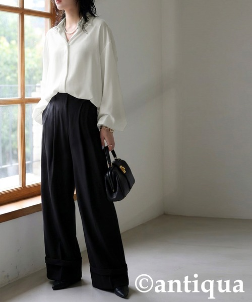 antiqua(アンティカ)の「バルーンスリーブ シャツ(シャツ/ブラウス・レディース・ブラック/ホワイト・ONESIZE)」の14枚目の写真