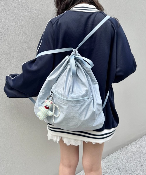 SOLLON.(ソルロン)の「フロントファスナーナイロンナップサック(バックパック/リュック・レディース・ブラック/ライトブルー/パープル/イエロー・FREE)」の17枚目の写真
